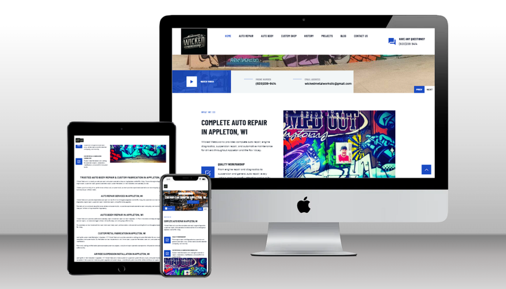 Responsive website design for Wicked Metalworks in Appleton, WI